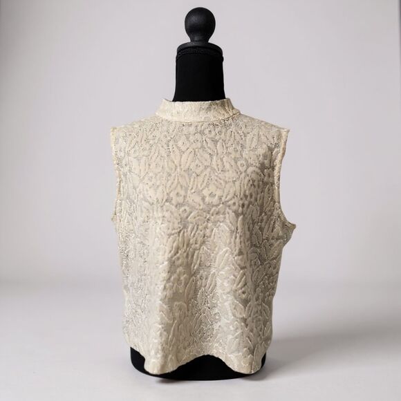St. John Mock Neck Sleeveless Cream Top – Size L | Good with Small Flaw - Picture 1 of 3